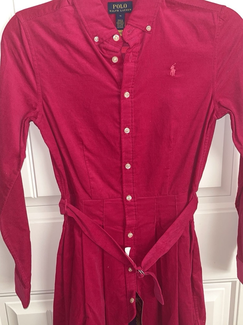Polo by Ralph Lauren Girls' Raspberry Button-Front Corduroy Dress